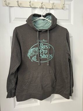 Bass Pro Shops Charcoal Pullover Hoodie with Teal Logo